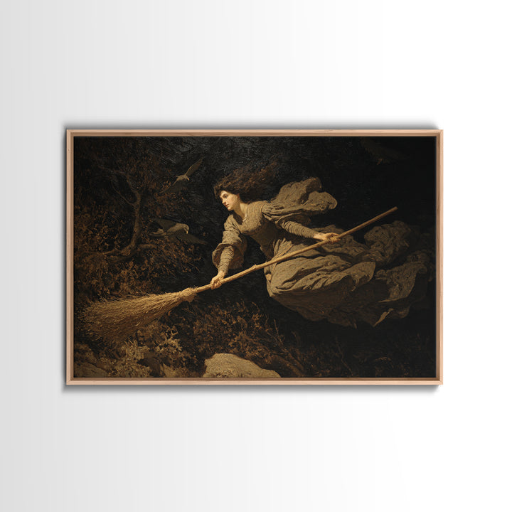 The Witch'S Broom, Symbolist Gothic Landscape, Landscape Wall Art, Gothic Horror Wall Art, Canvas Print, Halloween Wall Art