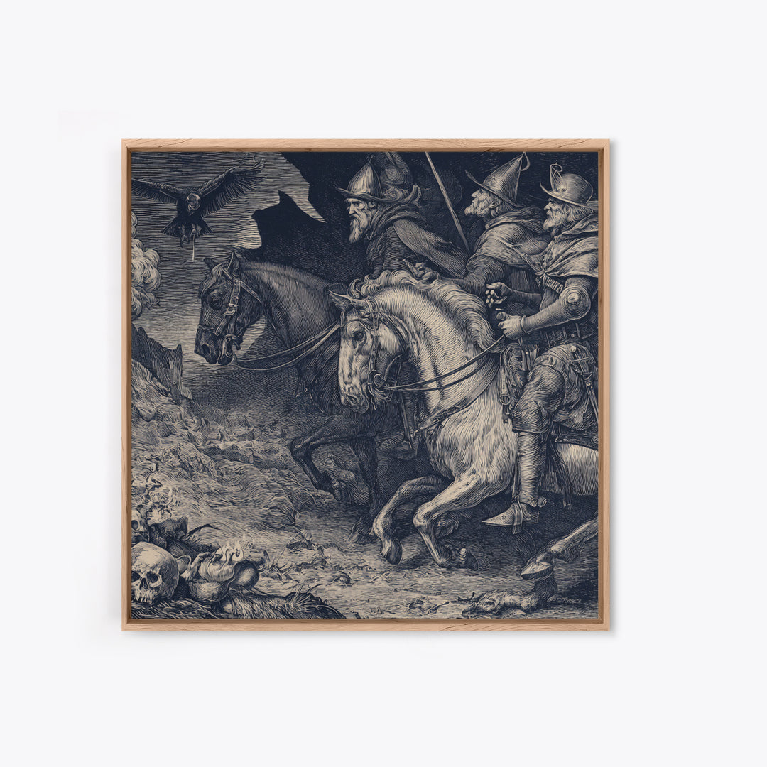 The Bone-Handled Lantern, Renaissance Engraving Art, Square Wall Art, Macabre Wall Art, Canvas Print, Halloween Wall Art