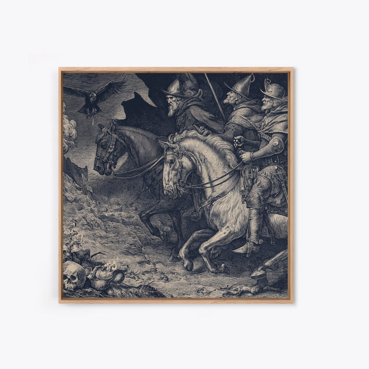 The Bone-Handled Lantern, Renaissance Engraving Art, Square Wall Art, Macabre Wall Art, Canvas Print, Halloween Wall Art