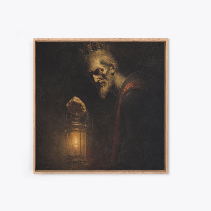 The Bone-Handled Lantern, Dark Symbolist Art, Square Wall Art, Dark Fantasy Wall Art, Canvas Print, Halloween Wall Art