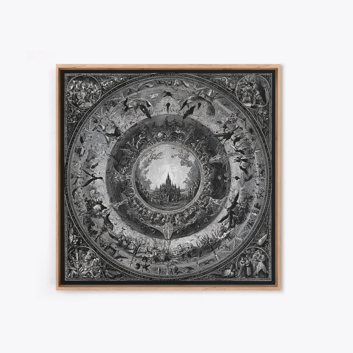 The Spiderweb Crown, Renaissance Engraving Art, Square Wall Art, Dark Halloween Decor, Framed Canvas Print, Halloween Wall Art