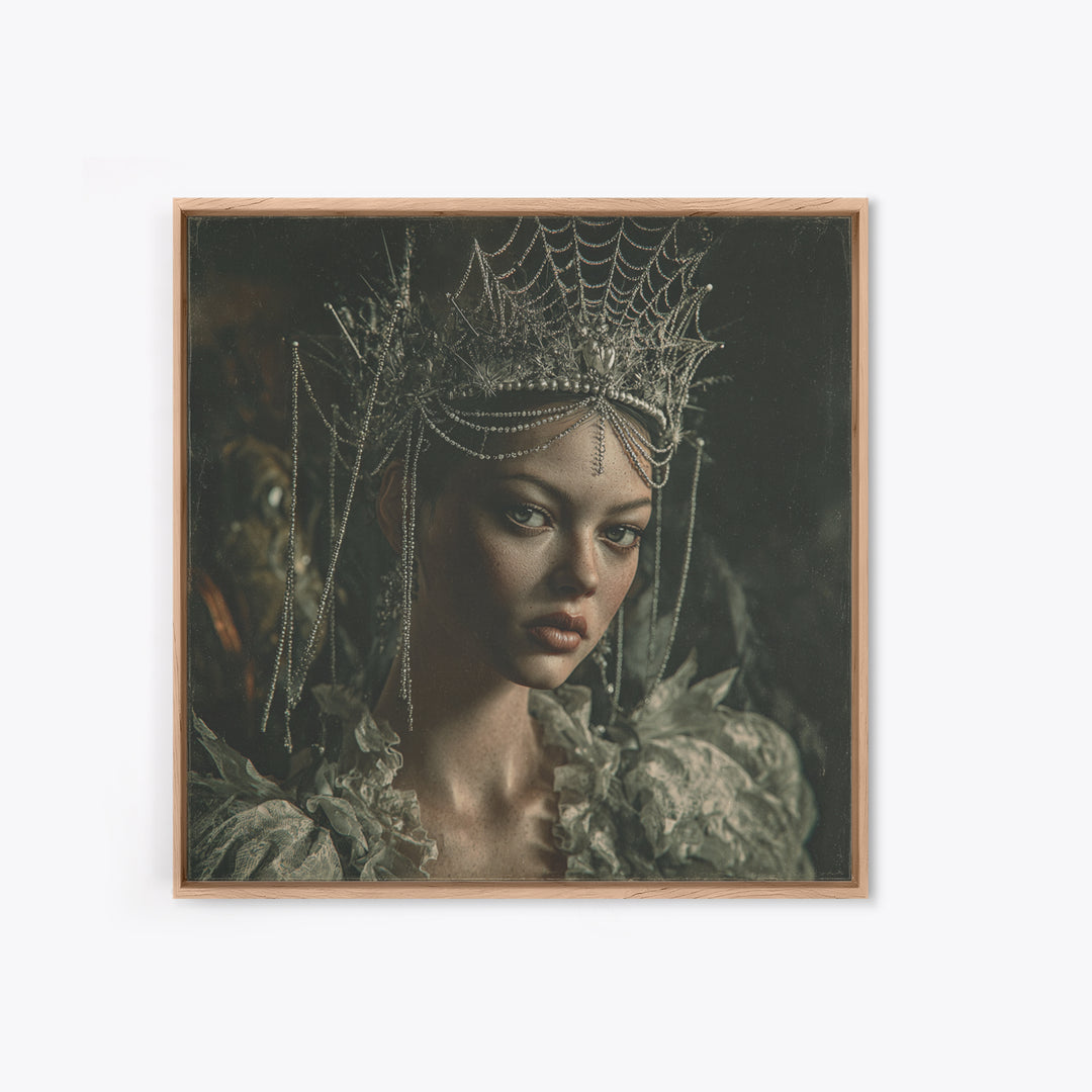 The Spiderweb Crown, Baroque Witchcraft Art, Square Wall Art, Gothic Horror Wall Art, Canvas Print, Halloween Wall Art, Halloween Decor