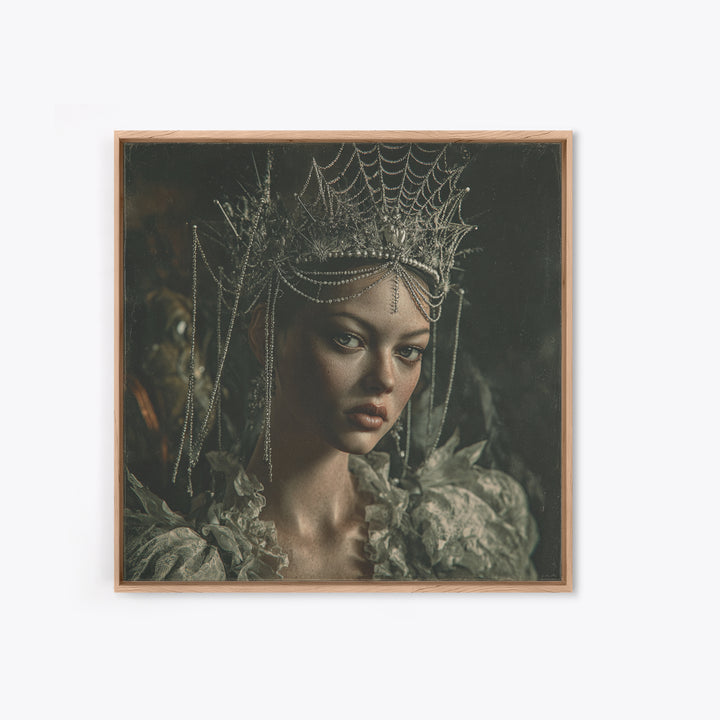 The Spiderweb Crown, Baroque Witchcraft Art, Square Wall Art, Gothic Horror Wall Art, Canvas Print, Halloween Wall Art, Halloween Decor