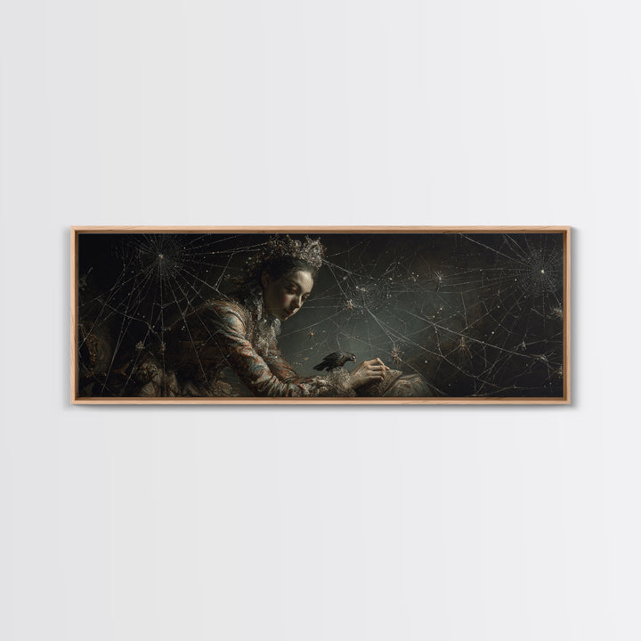 The Spiderweb Crown, Dark Romantic Horror Art, Extra Wide Wall Art, Macabre Wall Art, Canvas Print, Halloween Wall Art, Gothic Home Decor