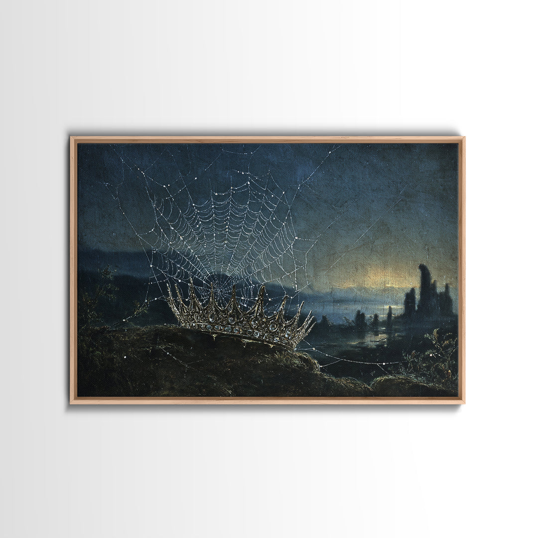 The Spiderweb Crown, Romantic Gothic Landscape, Landscape Wall Art, Macabre Wall Art, Canvas Print, Halloween Wall Art