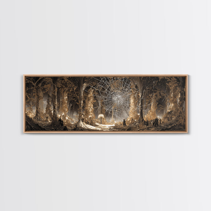 The Spiderweb Crown, Apocalyptic Romantic Art, Extra Wide Wall Art, Dark Halloween Decor, Canvas Print, Halloween Wall Art, Horror Wall Art