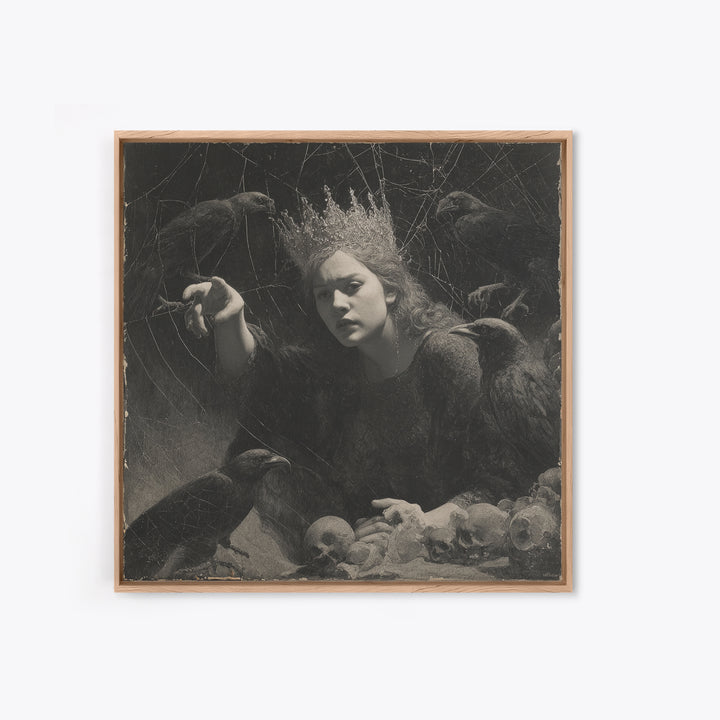 The Spiderweb Crown, Symbolist Dream Art, Square Wall Art, Gothic Horror Wall Art, Canvas Print, Halloween Wall Art