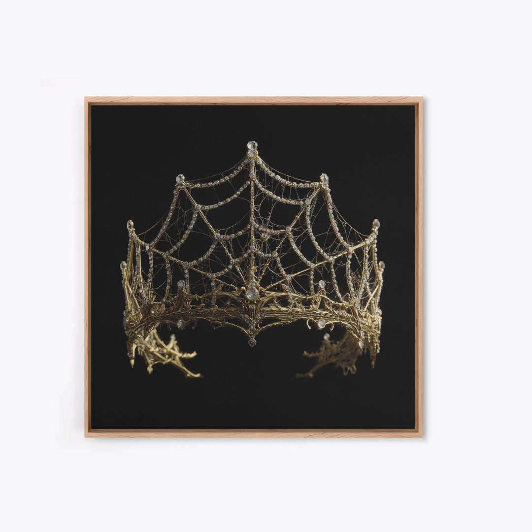 The Spiderweb Crown, Ornate Symbolist Art, Square Wall Art, Dark Fantasy Wall Art, Canvas Print, Halloween Wall Art, Horror Wall Art