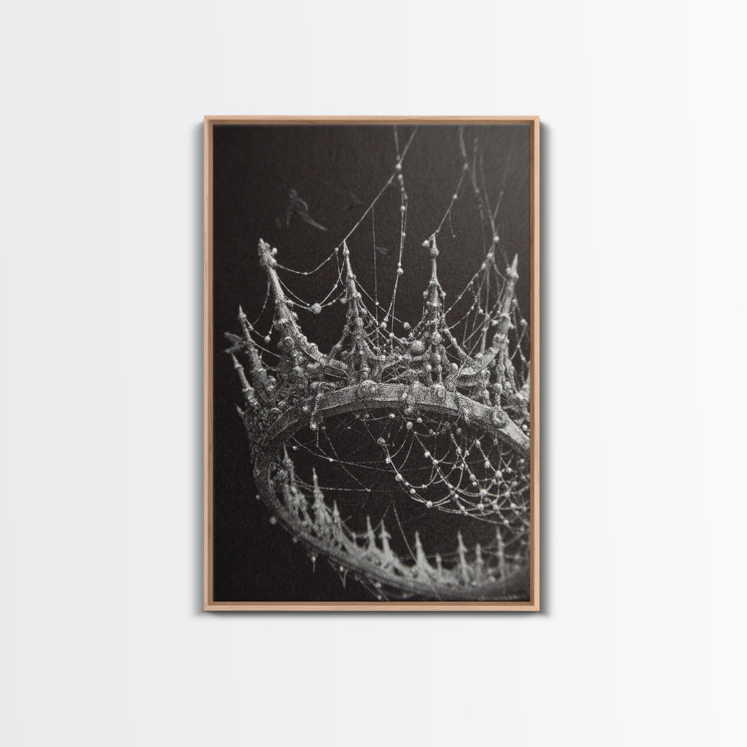 The Spiderweb Crown, Victorian Macabre Art, Vertical Wall Art, Dark Fantasy Wall Art, Canvas Print, Halloween Wall Art