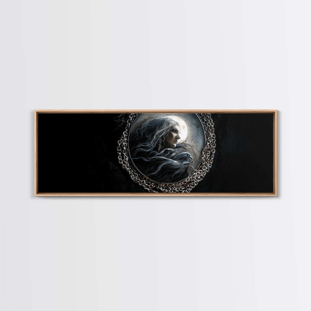 The Moonstone Amulet, Dark Romantic Horror Art, Extra Wide Wall Art, Macabre Wall Art, Canvas Print, Halloween Wall Art, Horror Wall Art