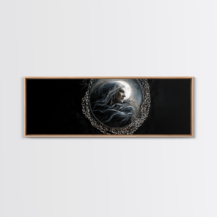 The Moonstone Amulet, Dark Romantic Horror Art, Extra Wide Wall Art, Macabre Wall Art, Canvas Print, Halloween Wall Art, Horror Wall Art