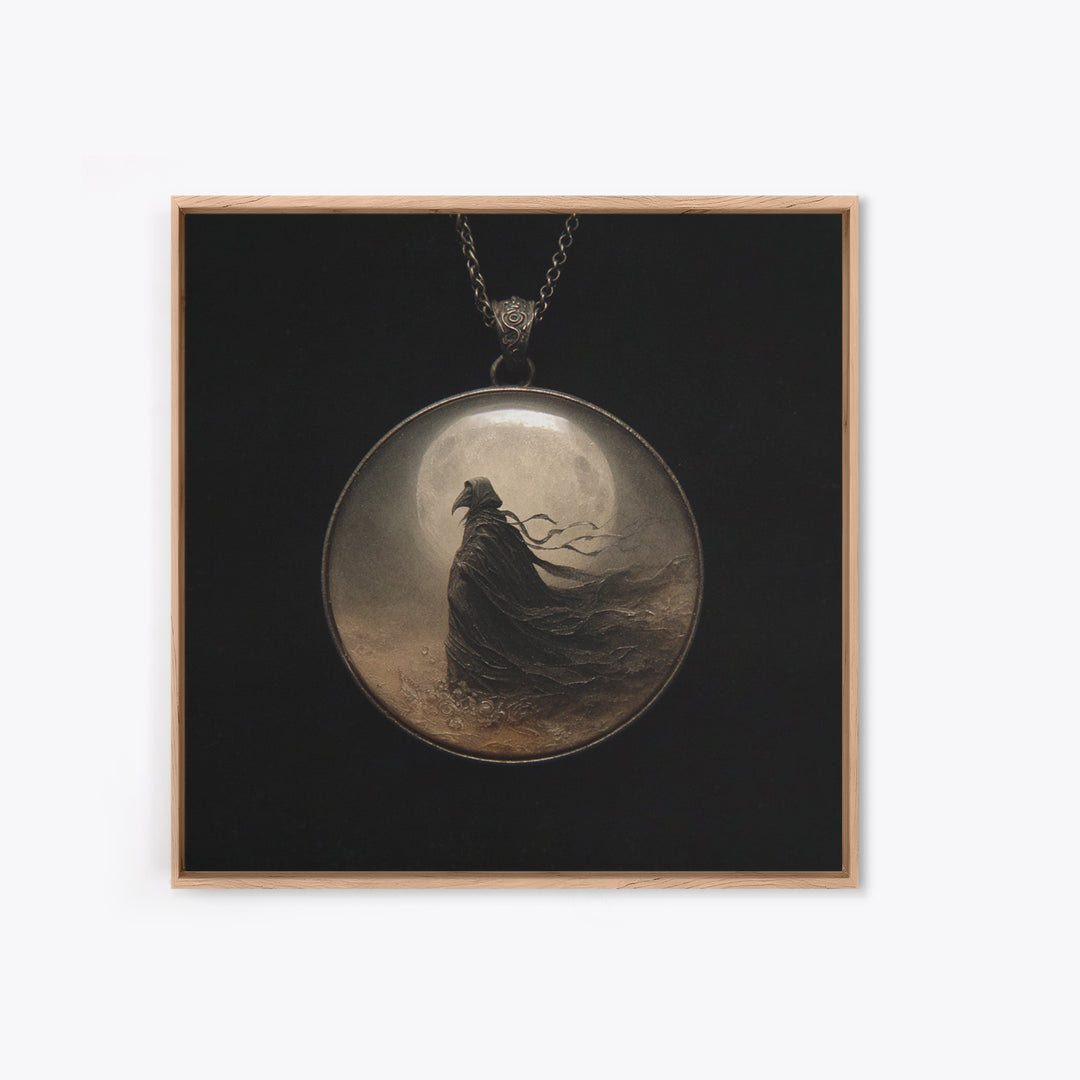 The Moonstone Amulet, Symbolist Dream Art, Square Wall Art, Macabre Wall Art, Canvas Print, Halloween Wall Art, Spooky Wall Decor