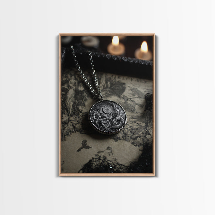 The Moonstone Amulet, Victorian Macabre Art, Vertical Wall Art, Gothic Horror Wall Art, Canvas Print, Halloween Wall Art