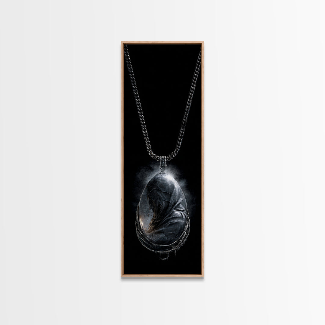 The Moonstone Amulet, Surreal Apocalyptic Art, Tall Narrow Wall Art, Gothic Horror Wall Art, Canvas Print, Halloween Wall Art