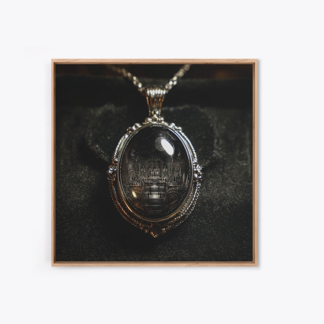 The Moonstone Amulet, Biomechanical Horror Art, Square Wall Art, Gothic Horror Wall Art, Canvas Print, Halloween Wall Art, Spooky Wall Decor