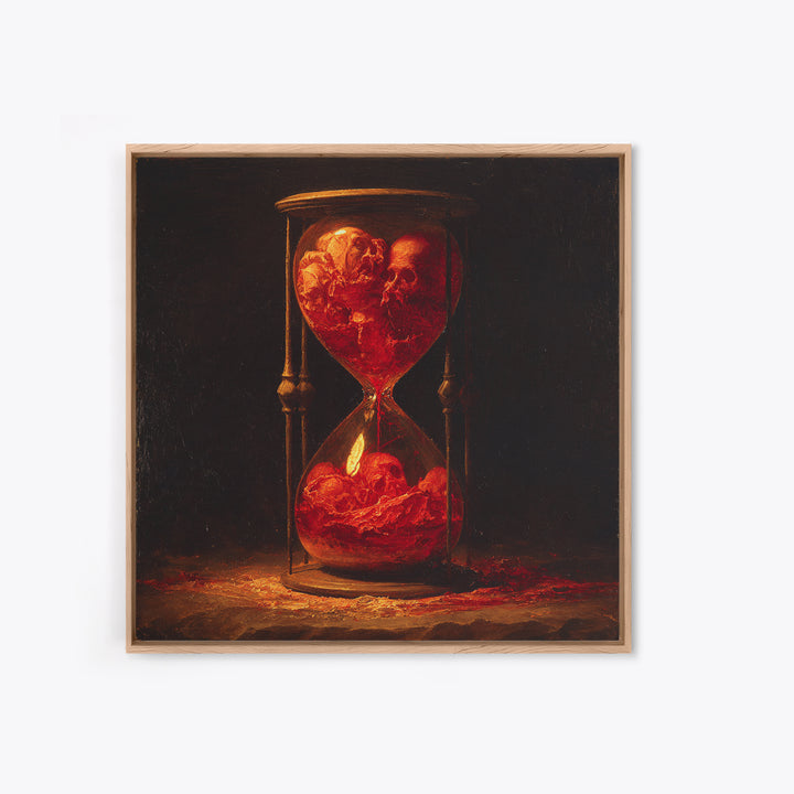 The Crimson Hourglass, Dark Renaissance Art, Square Wall Art, Dark Fantasy Wall Art, Framed Canvas Print, Halloween Wall Art