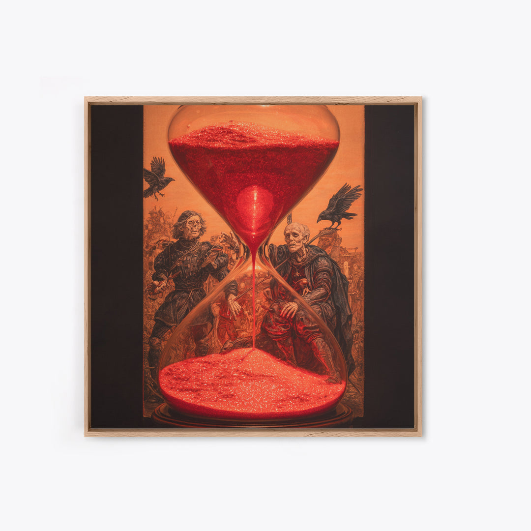 The Crimson Hourglass, Danse Macabre Art, Square Wall Art, Dark Fantasy Wall Art, Framed Canvas Print, Dark Fantasy Art