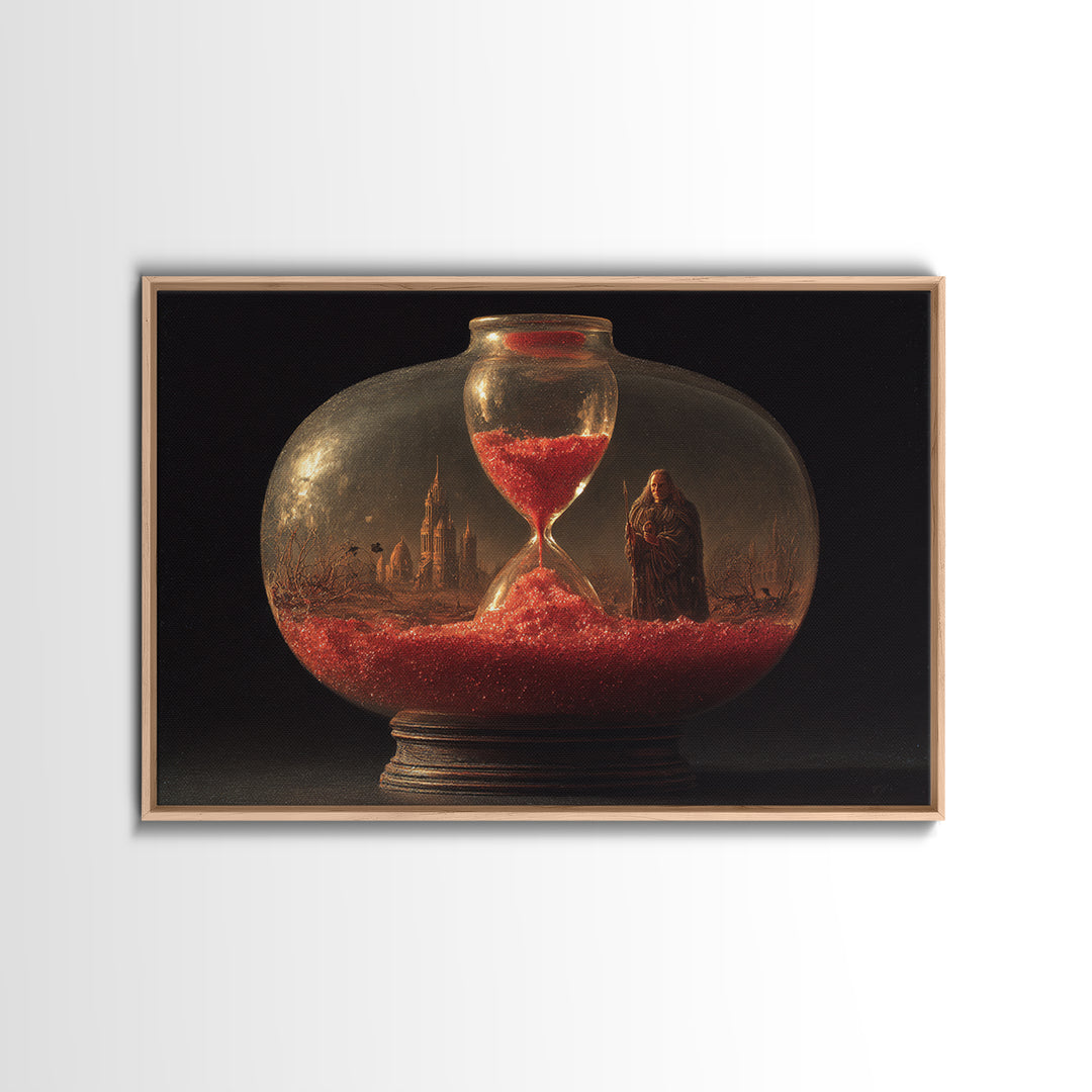 The Crimson Hourglass, Romantic Gothic Landscape, Landscape Wall Art, Dark Fantasy Wall Art, Canvas Print, Halloween Wall Art