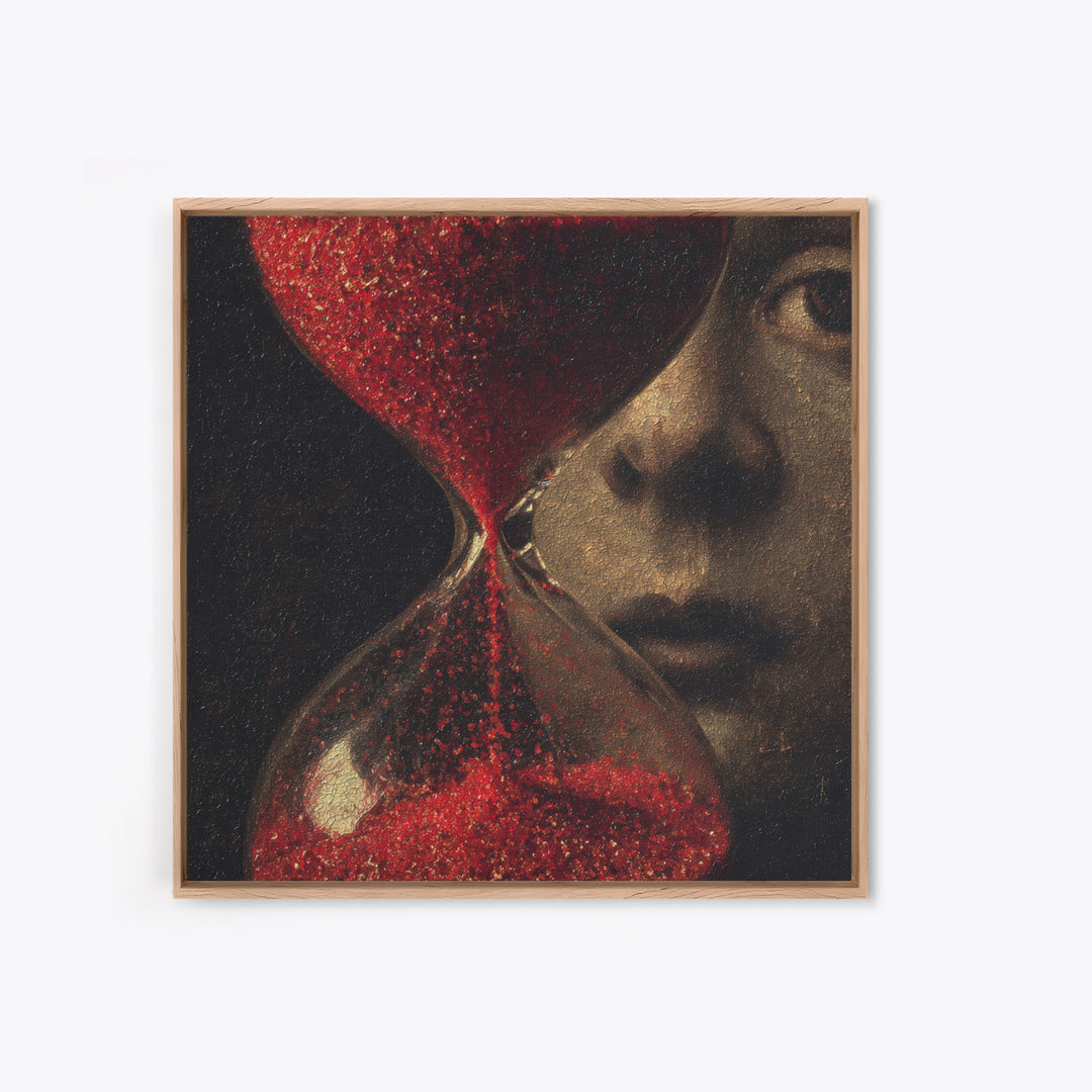 The Crimson Hourglass, Symbolist Dream Art, Square Wall Art, Dark Halloween Decor, Canvas Print, Halloween Wall Art, Macabre Wall Art