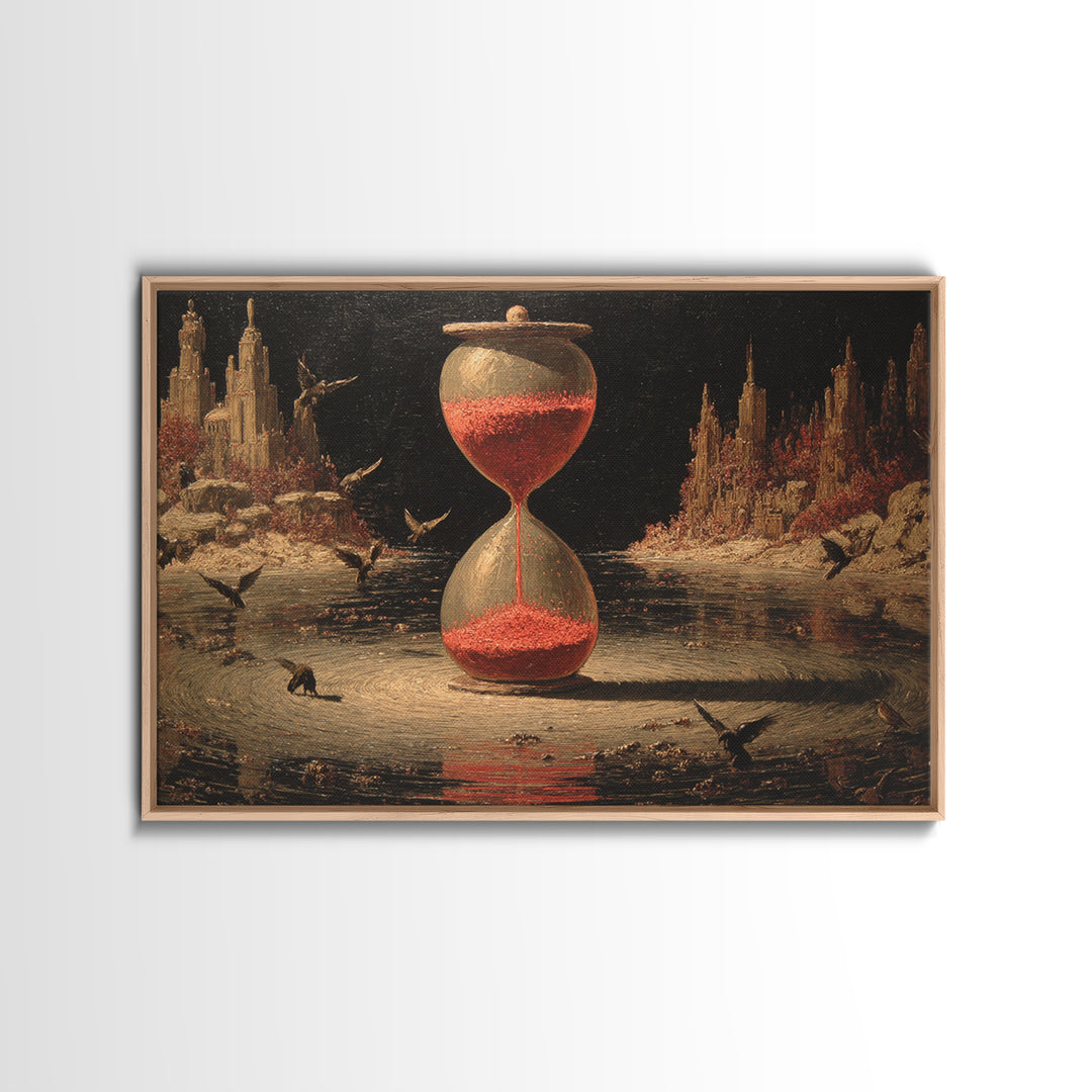 The Crimson Hourglass, Symbolist Gothic Landscape, Landscape Wall Art, Gothic Horror Wall Art, Framed Canvas Print, Halloween Wall Art