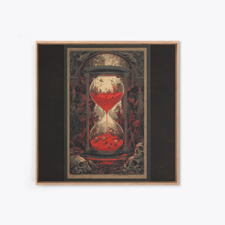 The Crimson Hourglass, Decadent Gothic Art, Square Wall Art, Dark Halloween Decor, Framed Canvas Print, Halloween Wall Art