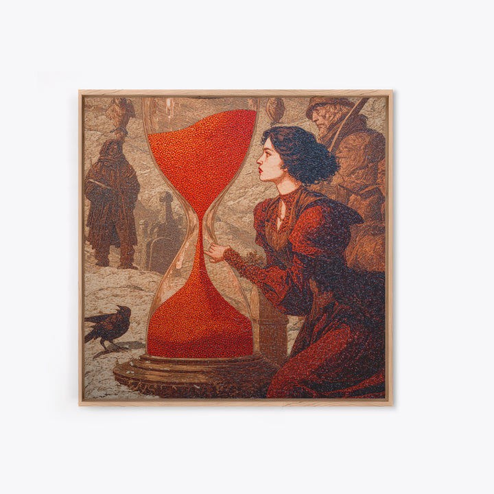 The Crimson Hourglass, Symbolist Death Art, Square Wall Art, Macabre Wall Art, Canvas Print, Halloween Wall Art, Seasonal Home Decor