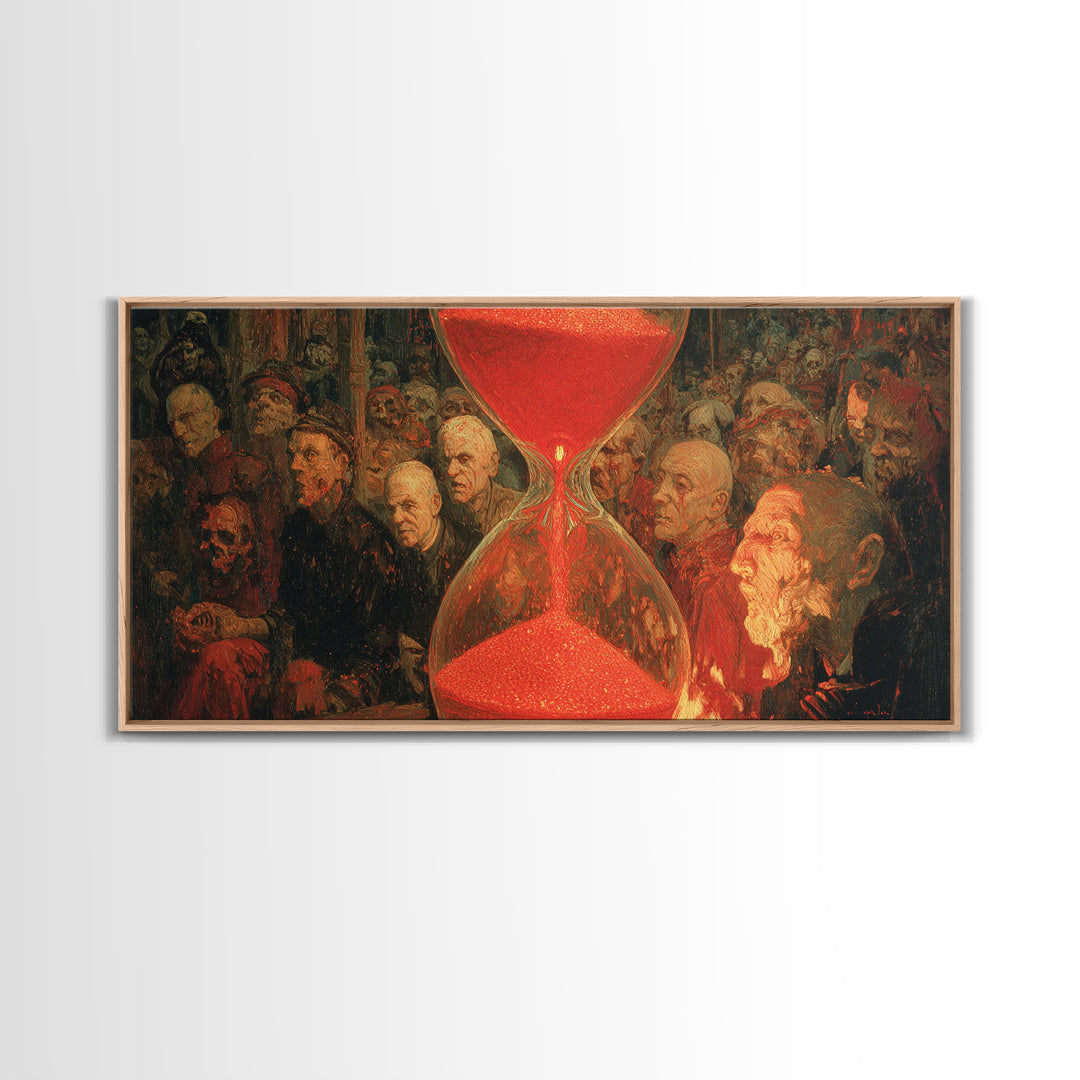 The Crimson Hourglass, Grotesque Carnival Art, Wide Panoramic Art, Dark Halloween Decor, Canvas Print, Halloween Wall Art