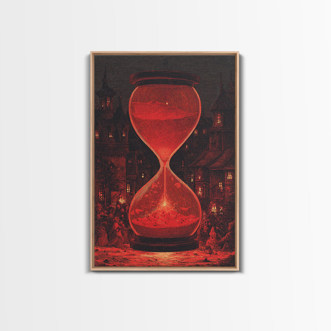 The Crimson Hourglass, Victorian Macabre Art, Vertical Wall Art, Dark Halloween Decor, Canvas Print, Halloween Wall Art