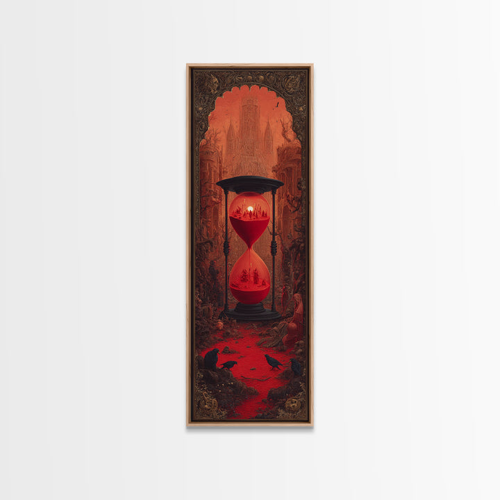 The Crimson Hourglass, Surreal Apocalyptic Art, Tall Narrow Wall Art, Gothic Horror Wall Art, Framed Canvas Print, Dark Fantasy Art