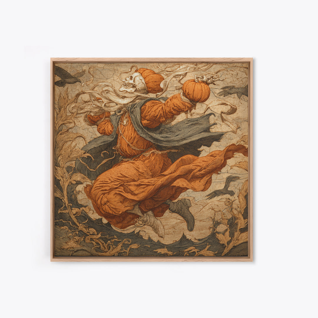 The Jack-O'-Lantern Throne, Danse Macabre Art, Square Wall Art, Macabre Wall Art, Framed Canvas Print, Dark Fantasy Art