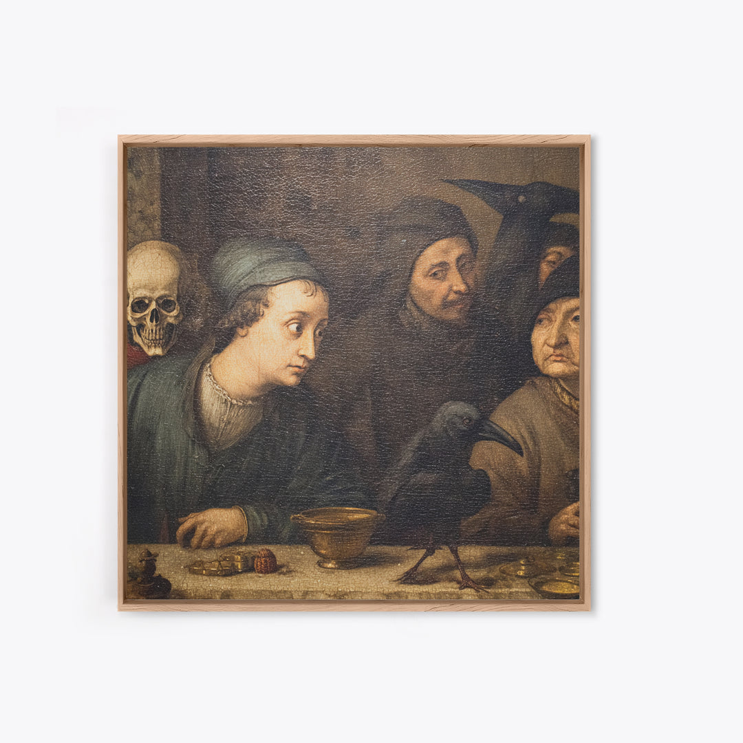 The Haunted Portrait, Danse Macabre Art, Square Wall Art, Dark Fantasy Wall Art, Canvas Print, Halloween Wall Art