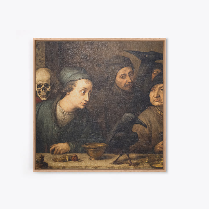 The Haunted Portrait, Danse Macabre Art, Square Wall Art, Dark Fantasy Wall Art, Canvas Print, Halloween Wall Art