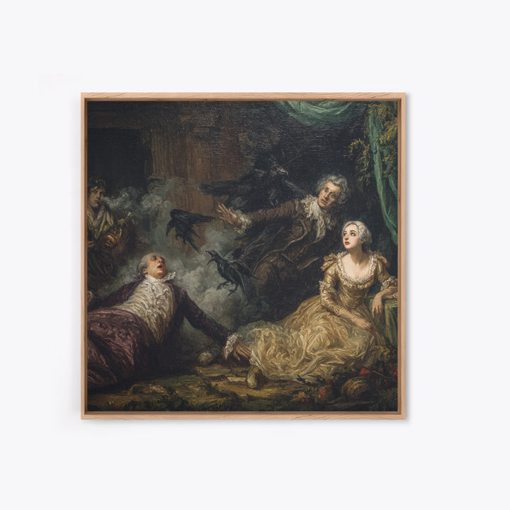The Haunted Portrait, Gothic Nightmare Art, Square Wall Art, Dark Fantasy Wall Art, Framed Canvas Print, Halloween Wall Art