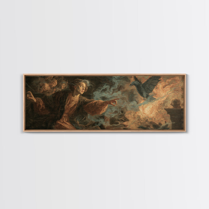 The Haunted Portrait, Visionary Gothic Art, Extra Wide Wall Art, Dark Halloween Decor, Canvas Print, Halloween Wall Art