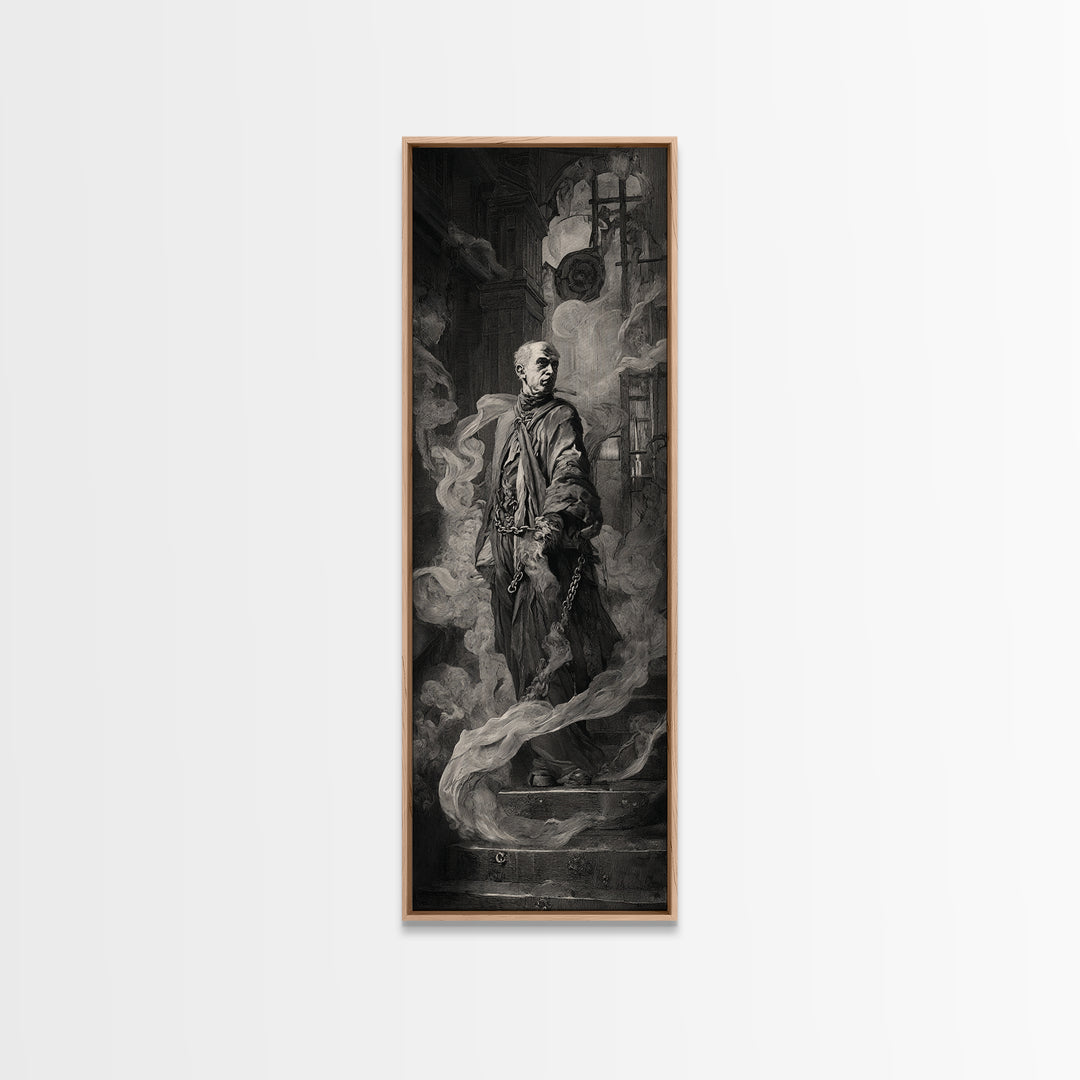 The Haunted Portrait, Architectural Etching Art, Tall Narrow Wall Art, Macabre Wall Art, Framed Canvas Print, Horror Wall Art