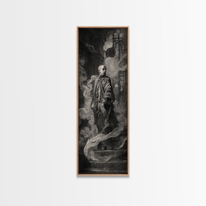 The Haunted Portrait, Architectural Etching Art, Tall Narrow Wall Art, Macabre Wall Art, Framed Canvas Print, Horror Wall Art