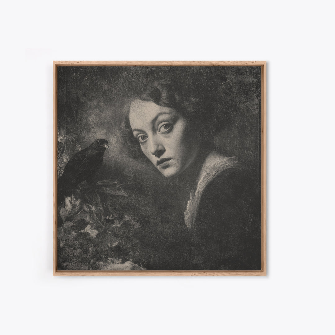 The Haunted Portrait, Symbolist Dream Art, Square Wall Art, Gothic Horror Wall Art, Framed Canvas Print, Halloween Wall Art
