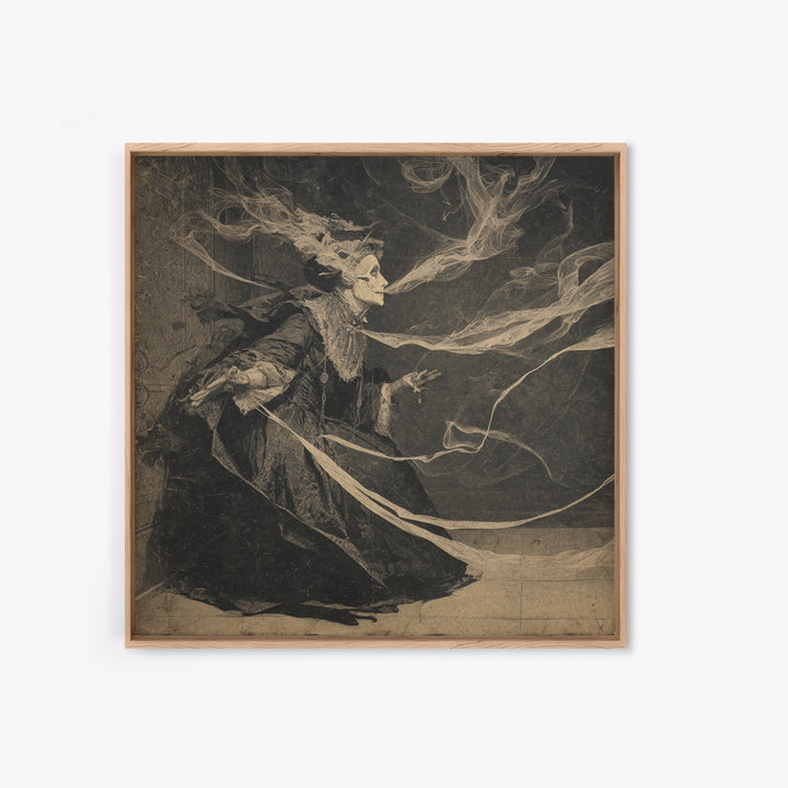 The Haunted Portrait, Decadent Gothic Art, Square Wall Art, Dark Halloween Decor, Framed Canvas Print, Halloween Wall Art