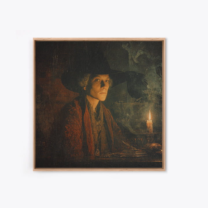 The Haunted Portrait, Symbolist Etching Art, Square Wall Art, Gothic Horror Wall Art, Canvas Print, Halloween Wall Art