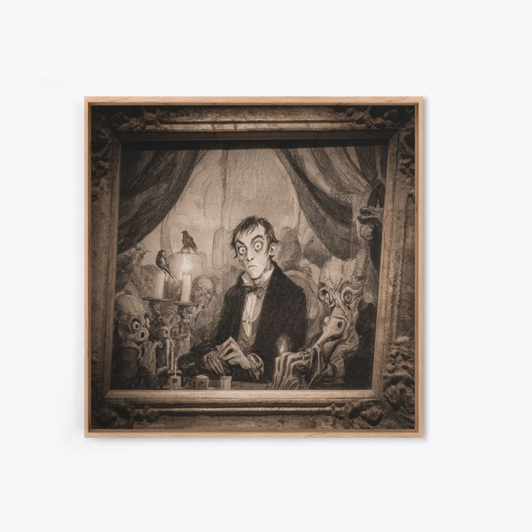 The Haunted Portrait, Expressionist Nightmare Art, Square Wall Art, Macabre Wall Art, Canvas Print, Halloween Wall Art, Dark Fantasy Art
