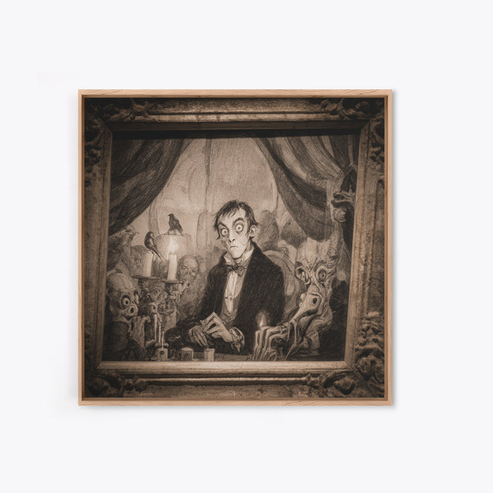 The Haunted Portrait, Expressionist Nightmare Art, Square Wall Art, Macabre Wall Art, Canvas Print, Halloween Wall Art, Dark Fantasy Art