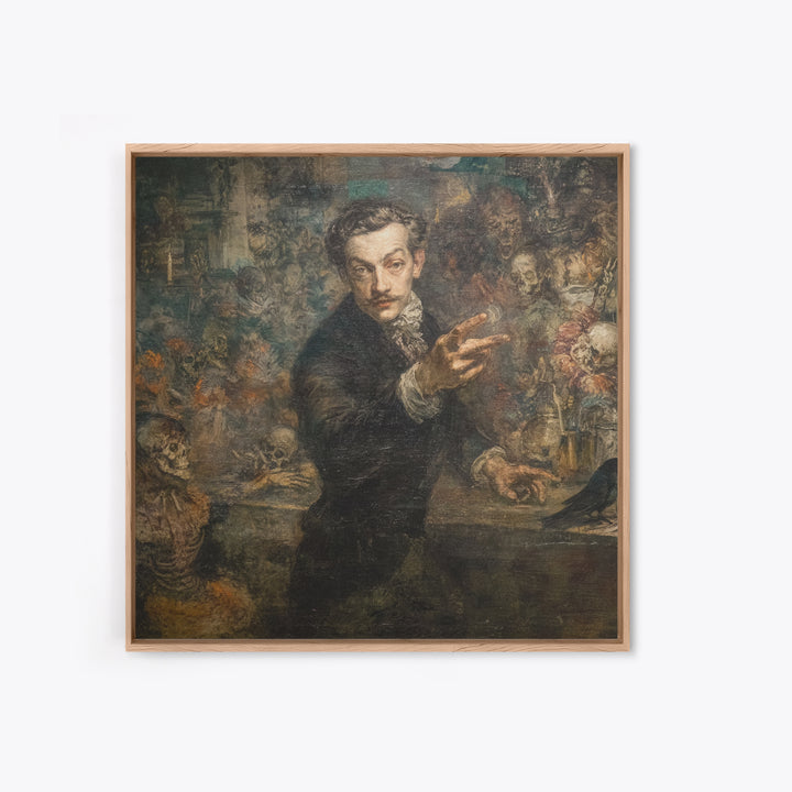 The Haunted Portrait, Grotesque Carnival Art, Square Wall Art, Dark Fantasy Wall Art, Framed Canvas Print, Halloween Wall Art