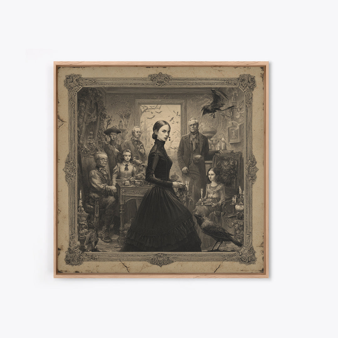 The Haunted Portrait, Victorian Macabre Art, Square Wall Art, Dark Fantasy Wall Art, Canvas Print, Halloween Wall Art, Horror Wall Art