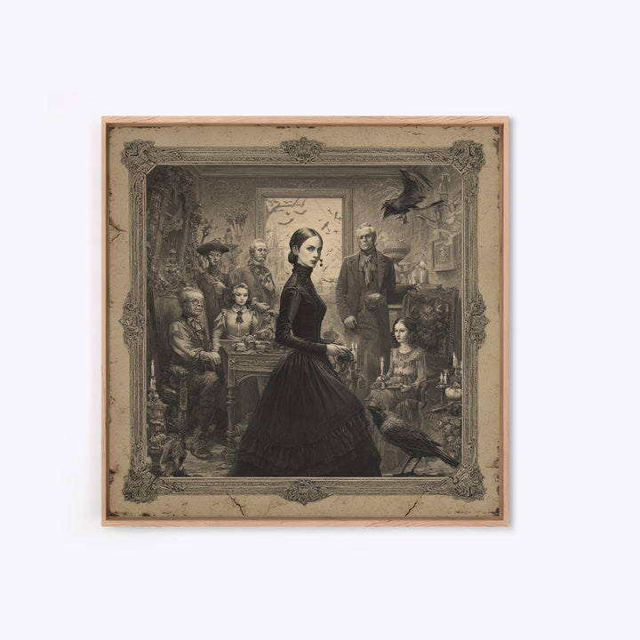 The Haunted Portrait, Victorian Macabre Art, Square Wall Art, Dark Fantasy Wall Art, Canvas Print, Halloween Wall Art, Horror Wall Art