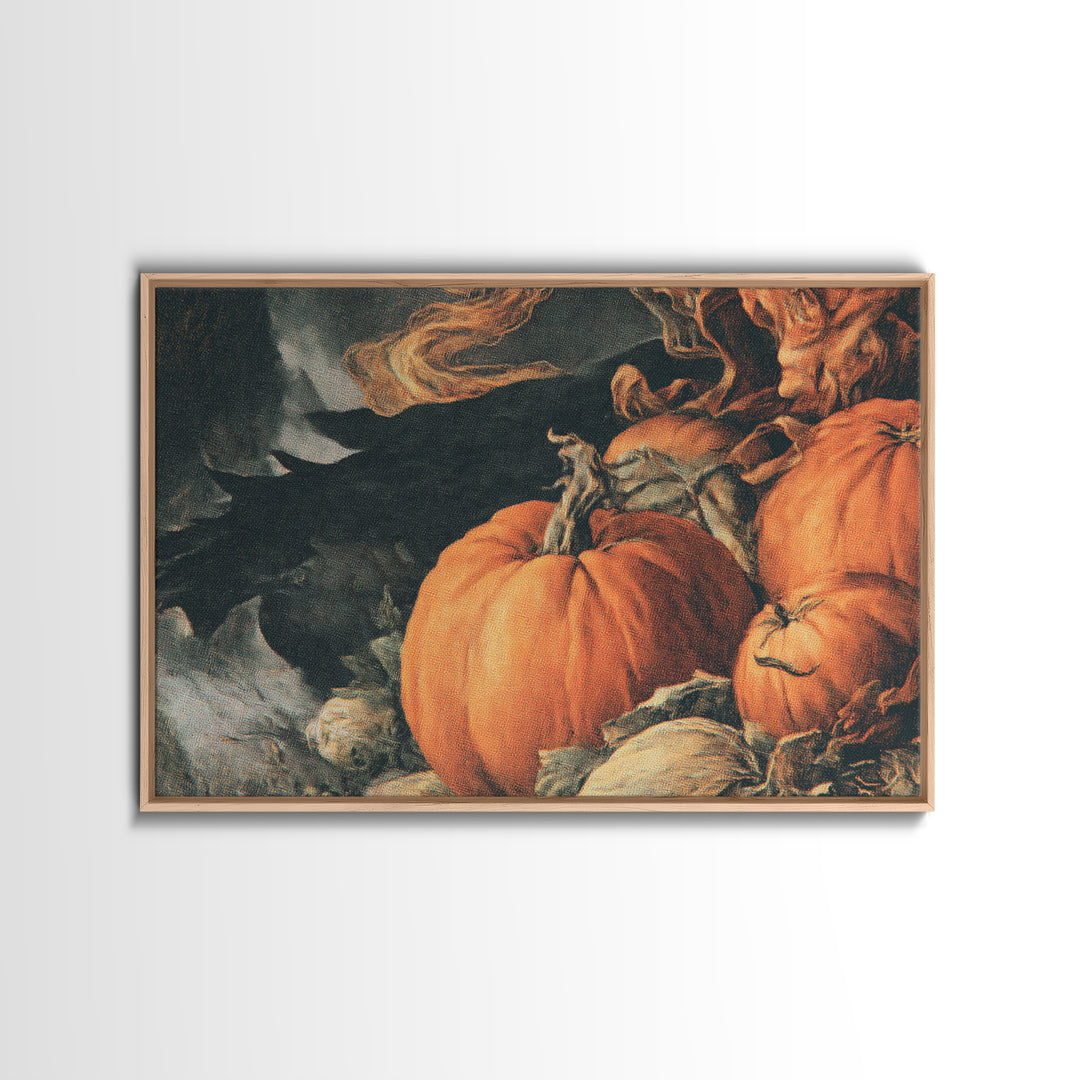 Vintage Orange-And-Black Halloween, Dark Renaissance Art, Landscape Wall Art, Macabre Wall Art, Canvas Print, Halloween Wall Art