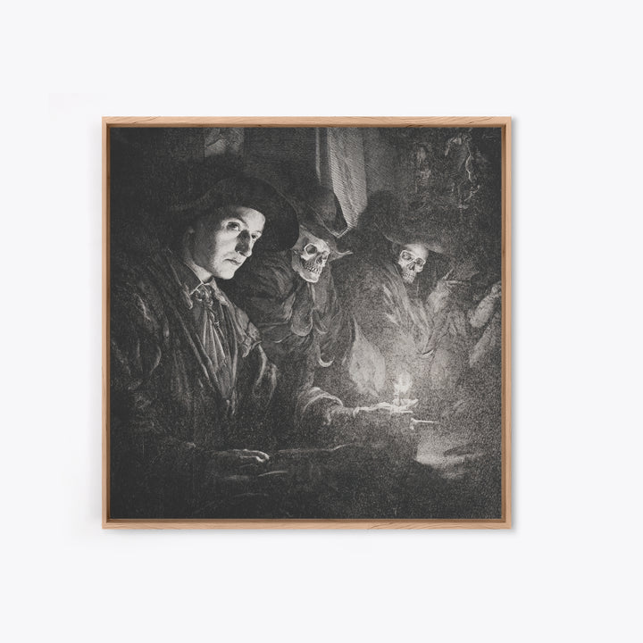 Monochrome Gothic Halloween, Danse Macabre Art, Square Wall Art, Gothic Horror Wall Art, Canvas Print