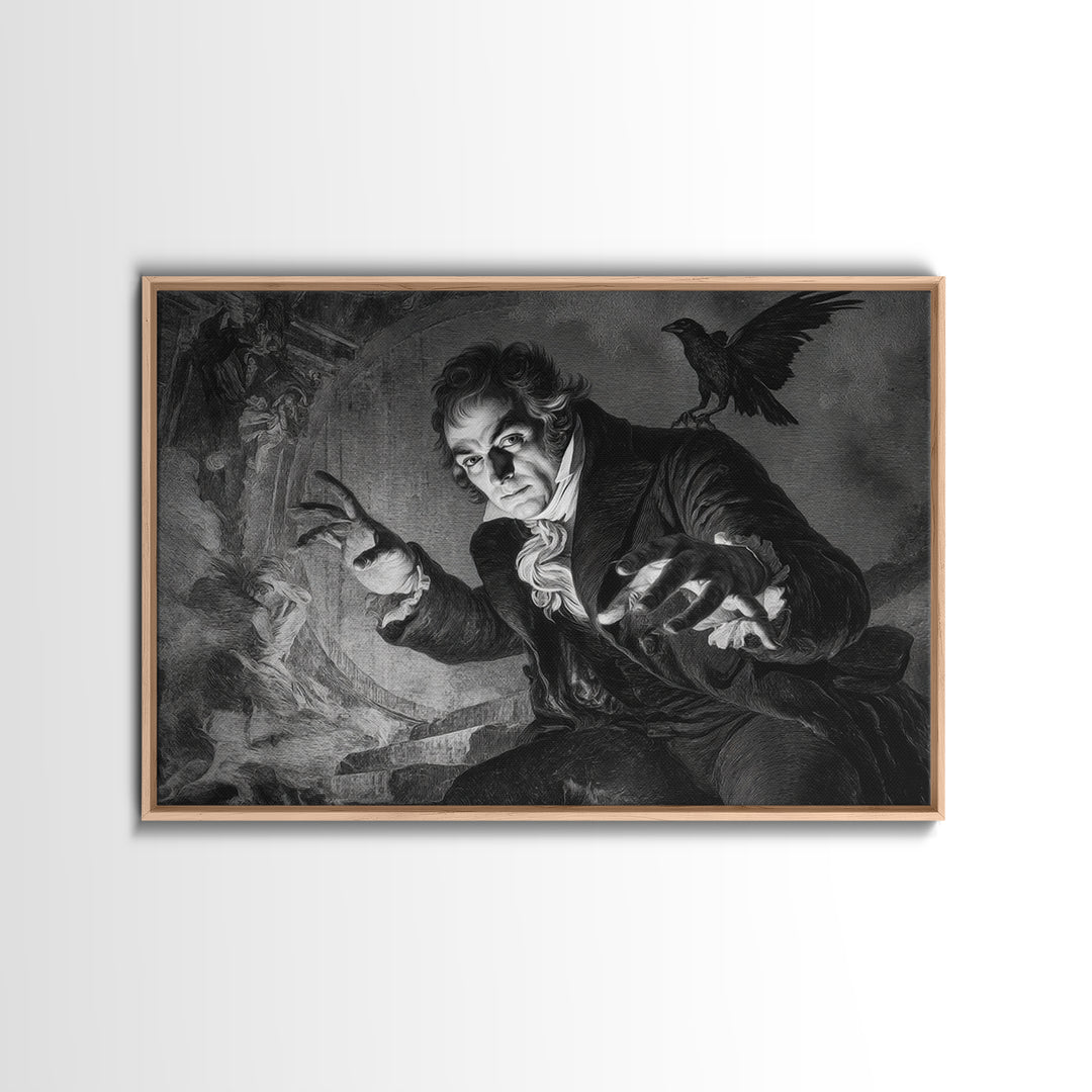Monochrome Gothic Halloween, Dark Romantic Horror Art, Landscape Wall Art, Macabre Wall Art, Canvas Print, Halloween Wall Art
