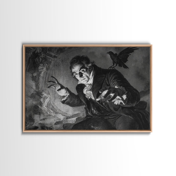 Monochrome Gothic Halloween, Dark Romantic Horror Art, Landscape Wall Art, Macabre Wall Art, Canvas Print, Halloween Wall Art