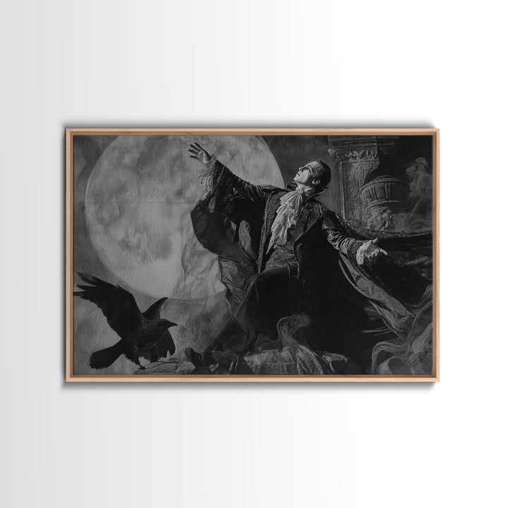 Monochrome Gothic Halloween, Gothic Nightmare Art, Landscape Wall Art, Macabre Wall Art, Framed Canvas Print, Halloween Wall Art