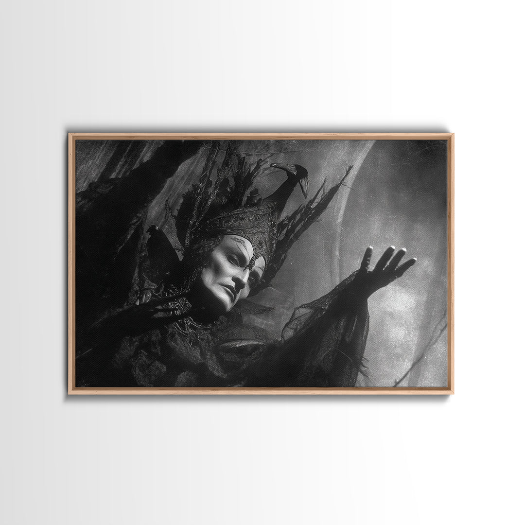 Monochrome Gothic Halloween, Dark Symbolist Art, Landscape Wall Art, Gothic Horror Wall Art, Framed Canvas Print